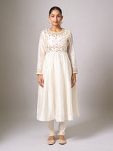 Off White round neck anarkali with churidar