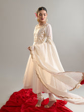 Off White anarkali with churidar and dupatta