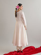 Off White round neck anarkali with churidar