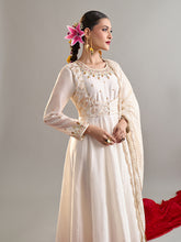 Off White round neck anarkali with churidar