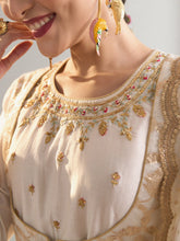 Off White anarkali with churidar and dupatta