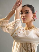 Cream short anarkali with contrast salwar