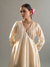 Cream short anarkali with contrast salwar