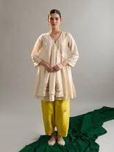 Cream short anarkali with contrast salwar