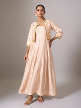 Old rose embroidered jacket with sleevless anarkali