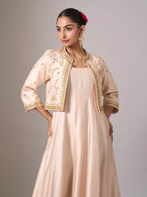 Old rose embroidered jacket with sleevless anarkali