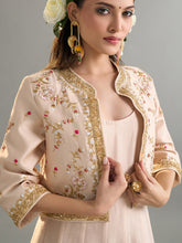 Old rose embroidered jacket with sleevless anarkali