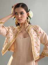 Old rose embroidered jacket with sleevless anarkali