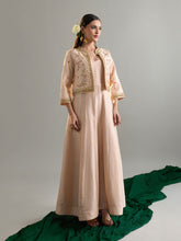 Old rose embroidered jacket with sleevless anarkali