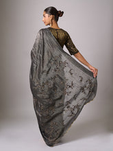 Black embroidered chanderi saree