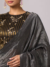 Black and gold striped blouse