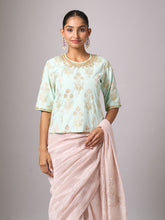 Pink embroidered saree and blouse set