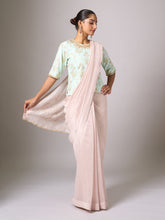 Pink embroidered saree and blouse set