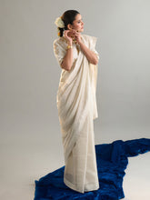 Off white embroidered saree and blouse set