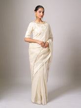 Off white embroidered saree and blouse set