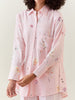 Pink  botanical print cotton linen shirt