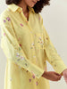 Yellow botanical print cotton linen shirt