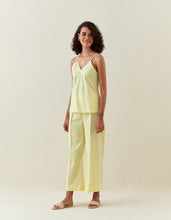 Yellow  striped cotton sphagetti and pant set