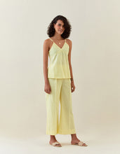 Yellow  striped cotton sphagetti and pant set