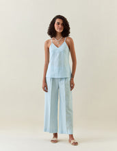 Blue striped cotton sphagetti and pant set