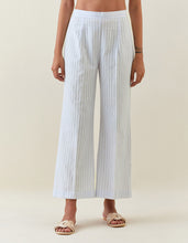 Lavender striped cotton broad hem pull up pant