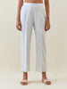 Lavender striped cotton pull up  pant with scalloped net hem