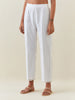 White striped cotton pull up  pant with scalloped net hem