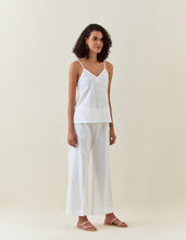 White striped cotton sphagetti and pant set