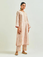 Old Rose hand embroidered silk chanderi kurta with gota