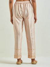 Old Rose Silk Chanderi palazzo with embroidered hem