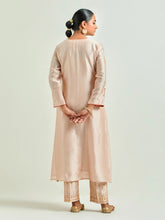 Old Rose hand embroidered silk chanderi kurta with gota