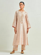 Old Rose hand embroidered silk chanderi kurta with gota