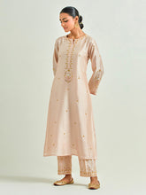 Old Rose hand embroidered silk chanderi kurta with gota