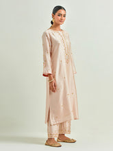 Old Rose hand embroidered silk chanderi kurta with gota