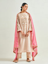Old Rose hand embroidered silk chanderi kurta with gota