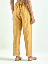 Mustard Silk Chanderi palazzo with embroidered hem