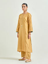 Mustard hand embroidered kurta set