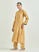 Mustard hand embroidered kurta set
