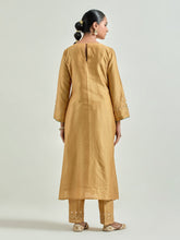 Mustard hand embroidered silk chanderi kurta with gota
