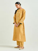 Mustard hand embroidered kurta set