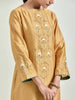 Mustard hand embroidered silk chanderi kurta with gota
