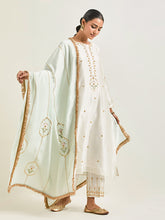 Pastel green Silk Chanderi embroidered dupatta with gota