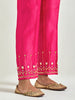 Fuchsia Silk Chanderi palazzo with embroidered hem