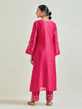 Fuchsia hand embroidered kurta set
