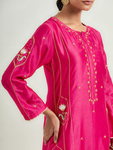 Fuchsia hand embroidered kurta set