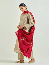 Red Silk Chanderi embroidered dupatta with gota