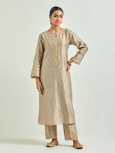 Brown hand embroidered kurta set