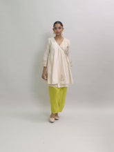 Cream short anarkali with contrast salwar