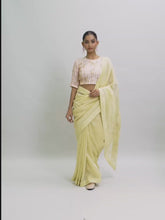 Yellow embroidered saree and blouse set