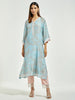 Light Blue V-neck floral print modal kurta